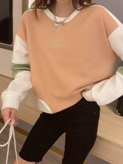 일상화보 코튼캔디 여성 배색 맨투맨 티셔츠