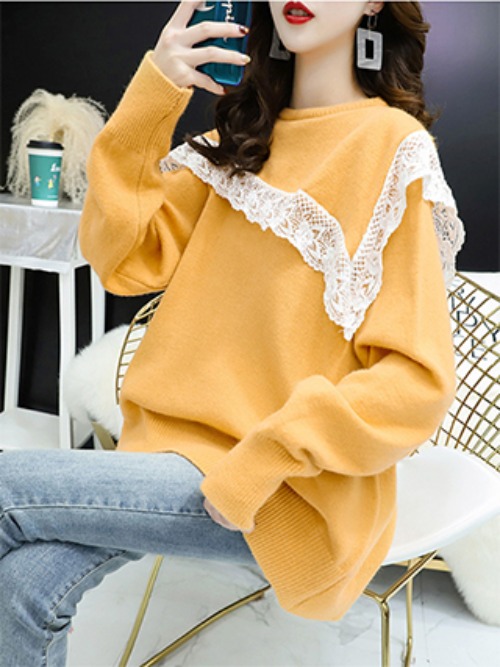 일상화보 피넛버터 여성 봄 가을 겨울 니트 티셔츠 여자니트